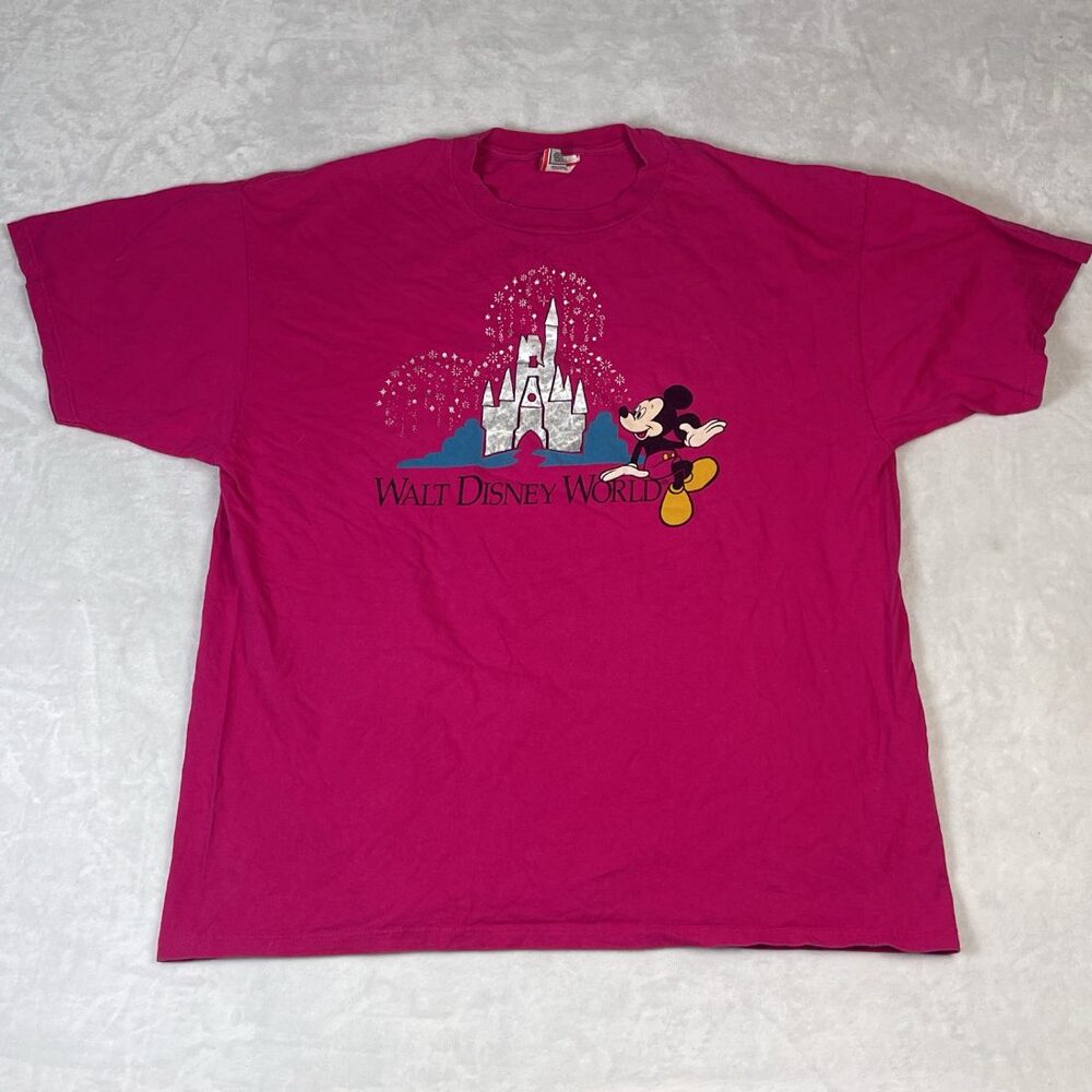 Walt Disney World Mickey Mouse Men's Pink T-Shirt Size XL 90s Made in USA